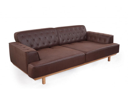 Wohnzimmer Braunes Sofa Edle 3-Sitzer Couchen Polster Möbеl Holzgestell