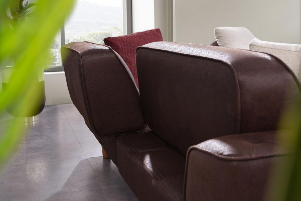 Wohnzimmer Braunes Sofa Edle 3-Sitzer Couchen Polster Möbеl Holzgestell