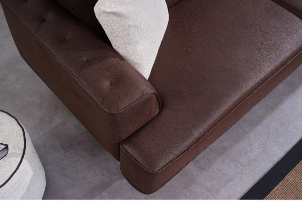 Wohnzimmer Braunes Sofa Edle 3-Sitzer Couchen Polster Möbеl Holzgestell