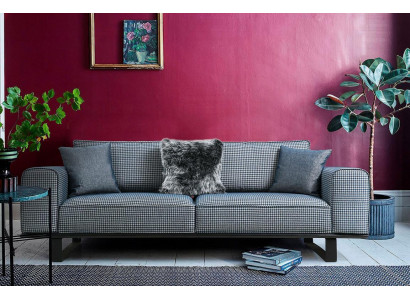 Designer Graue Couch Luxuriöses Wohnzimmer 3-Sitzer Textilsofa Dreier