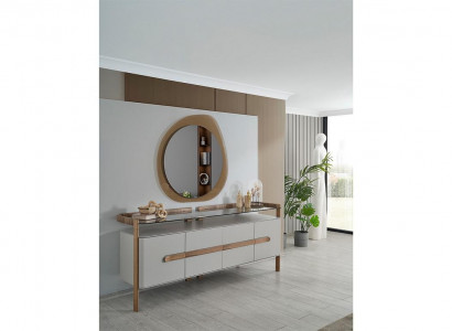 Weiß-Braune Kommode Designer SIdeboard Luxus Esszimmer Holz Möbel 2tlg