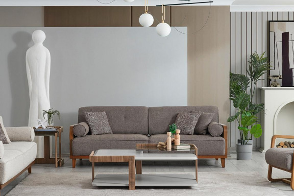 Luxuriöses Graues Sofa Designer 3-Sitzer Luxus Couch Polster Dreier Neu