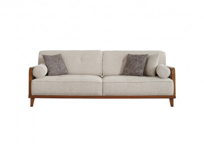 Wohnzimmer Designer 3-Sitzer Sofa Luxus Polster Couch Holzgestell Neu