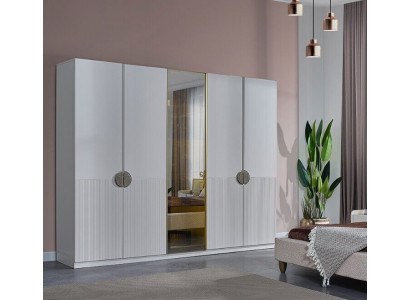 Moderner Weißer Kleiderschrank Schlafzimmer 4-türiger Holz Schrank Möbel