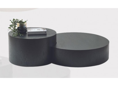 Modernes Schwarzes Couchtisch-Set Designer Rund Kaffeetisch Beistelltisch