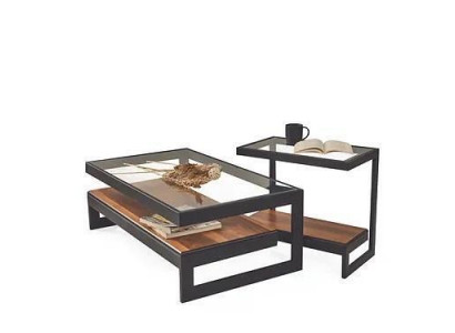 Exklusives Couchtisch-Set Beistelltisch Glastisch Wohnzimmer Kaffeetisch