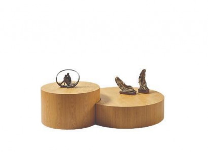 Hellbrauner Couchtisch 2x Rundtische Designеr Kaffeetisch Beistelltisch