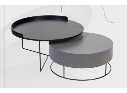 Runde Set 2x Couchtisch Grau Kaffeetisch Beistelltisch Wohnzimmer Tische
