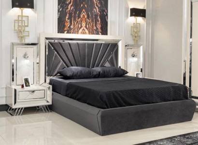 3tlg Schlafzimmer Set Luxus Bett + 2x Nachttische Moderne Möbel Holz