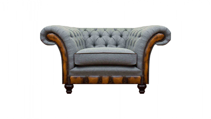 Grauer Einsitzer Chesterfield Lehnsessel Designer Cocktail 1-Sitzer