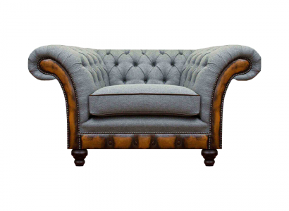 Grauer Einsitzer Chesterfield Lehnsessel Designer Cocktail 1-Sitzer