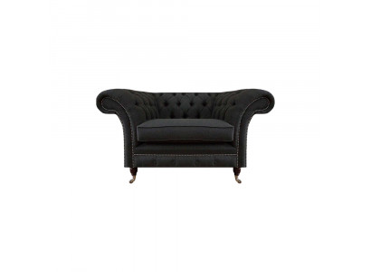 Luxuriöser Schwarzer Chesterfield Einsitzer Wohnzimmer Polster Sessel