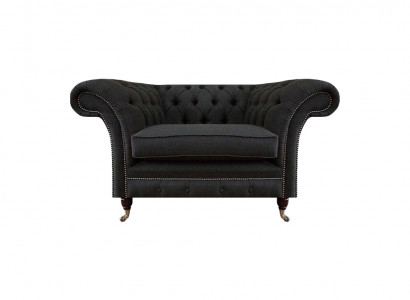 Luxuriöser Schwarzer Chesterfield Einsitzer Wohnzimmer Polster Sessel