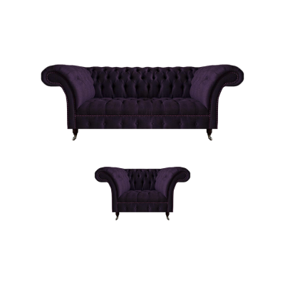 Luxus Designer Lila Garnitur Einrichtung Dreisitze Sofa Neu Sessel Chesterfield