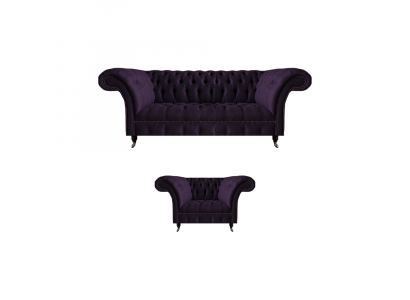 Luxus Designer Lila Garnitur Einrichtung Dreisitze Sofa Neu Sessel Chesterfield