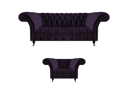 Luxus Designer Lila Garnitur Einrichtung Dreisitze Sofa Neu Sessel Chesterfield