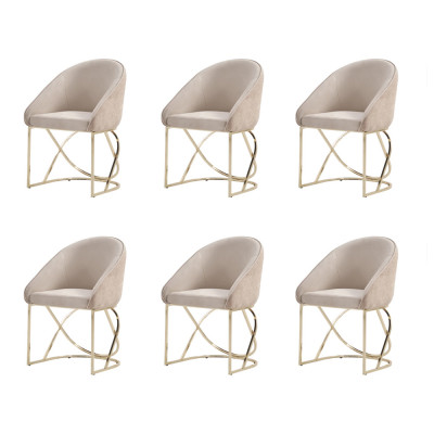 Luxus Esszimmerstuhl 6x Stühle Textildesign Metall zeitgenössische Stuhlmöbel