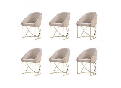 Luxus Esszimmerstuhl 6x Stühle Textildesign Metall zeitgenössische Stuhlmöbel