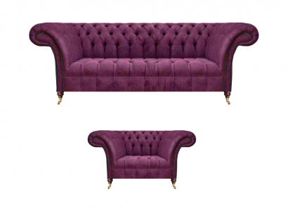 Luxus Set 2tlg Wohnzimmer Polstermöbel Sofa Dreisitze Couch Sessel Chesterfield