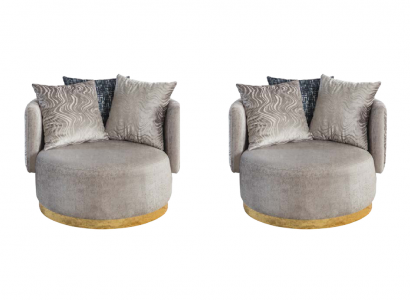 Modern  Design 2x Sessel Luxus Einsitzer Lehn Textil Möbel Einsitzer neu