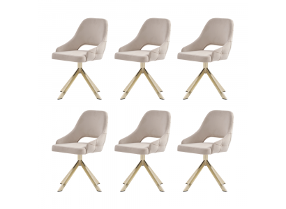 Modern 6x Stühle Polsterstuhl Luxus Sessel Beige Stuhl Lehnstuhl Esszimmer