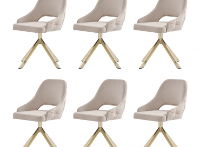 Modern 6x Stühle Polsterstuhl Luxus Sessel Beige Stuhl Lehnstuhl Esszimmer