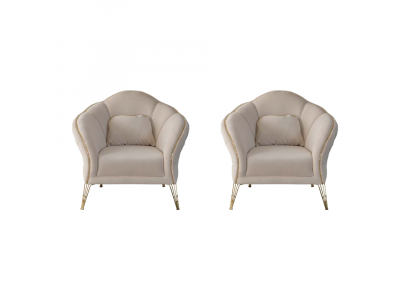 Modern Chesterfield Design Beige Sofa 2x Sessel Polster Couch Couchen Neu