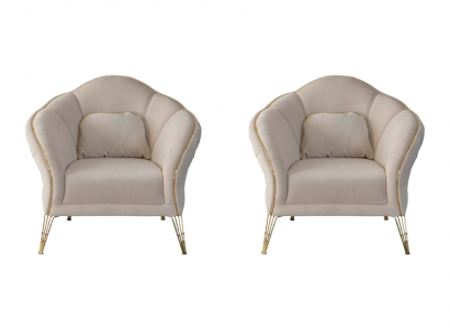 Modern Chesterfield Design Beige Sofa 2x Sessel Polster Couch Couchen Neu