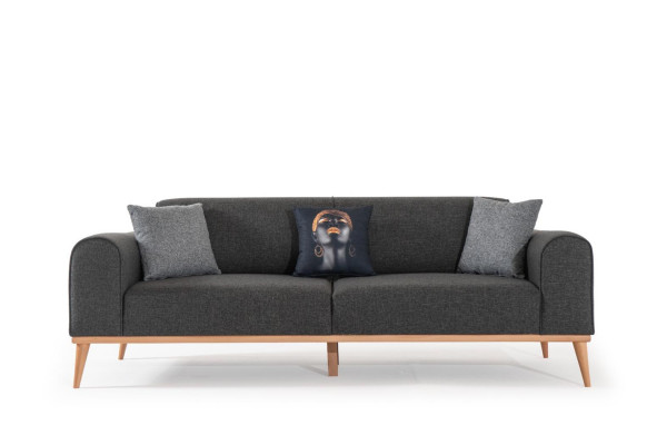 Moderner Grauer 3-Sitzer Luxuriöses Stoffsofa Wohnzimmer Couch Sitzmöbel