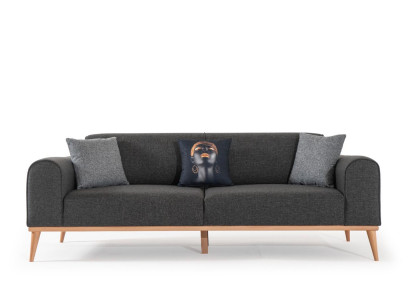Moderner Grauer 3-Sitzer Luxuriöses Stoffsofa Wohnzimmer Couch Sitzmöbel