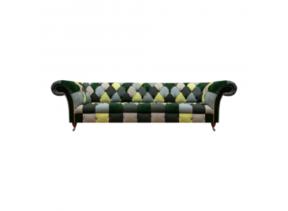 Modern Sofa Viersitzer Mehrfarbig Wohnzimmer Couch Sitzmöbel Textil Chesterfield