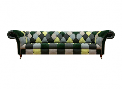 Modern Sofa Viersitzer Mehrfarbig Wohnzimmer Couch Sitzmöbel Textil Chesterfield
