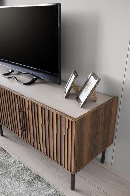 Moderne Wohnwand Designer Holz Möbel RTV Wandschrank Regale 3tlg Set
