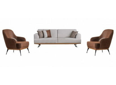 Modernes 3tlg Wohnzimmergarnitur Dreisitzer-Sofa und Sessel für Wohnzimmer