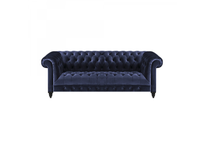 Wohnzimmer Sofa Dreisitze Couch Polstermöbel Blau Textil Chesterfield