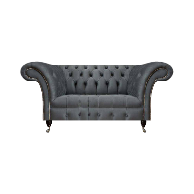 Wohnzimmer Grauer Chesterfield 2-Sitzer Designer Polstermöbel Zweisitzer
