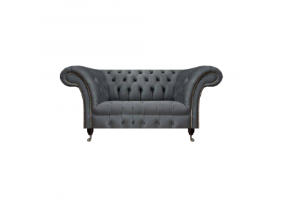 Wohnzimmer Grauer Chesterfield 2-Sitzer Designer Polstermöbel Zweisitzer