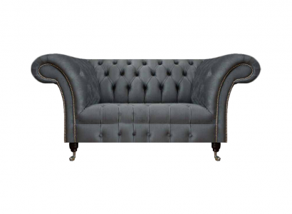 Wohnzimmer Grauer Chesterfield 2-Sitzer Designer Polstermöbel Zweisitzer
