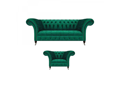 Wohnzimmer Grün Sofa Dreisitze Couch Komplett Sessel Polstersofa Chesterfield