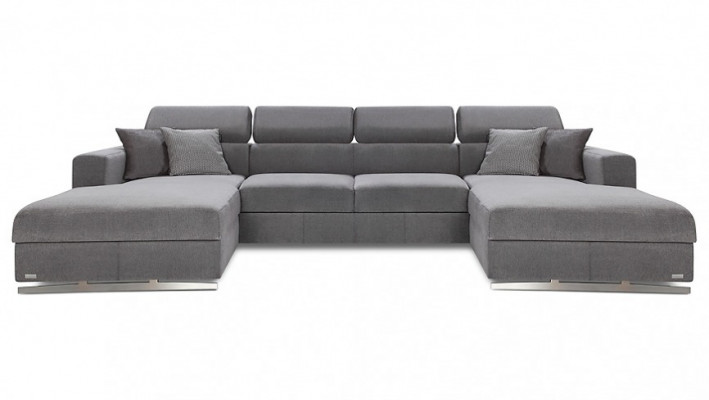 Wohnlandschaft Bettfunktion Stoff Ecksofa U-Form Couch Design Polster Textil Neu