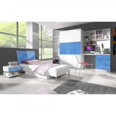Bett + Nachttisch - Kinderzimmer Schlafzimmer Möbel Betten Blau 2tlg. Set Neu