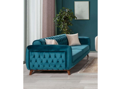 Design Couch 3 Sitzer Sofa Dreisitzer Polster Stoff Turkis Sitzpolster