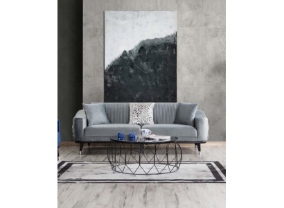 Graue Design Couch Sofa Samt Dreisitzer Luxus Couchen Möble Sofas Stoff Textil