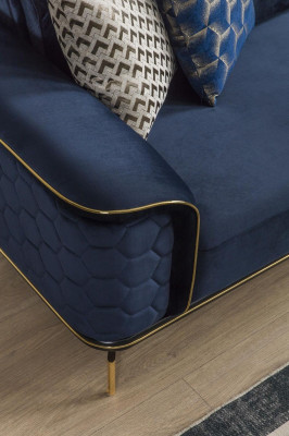 Luxus Ecksofa Royal Blaue Samt Couch Eckgarnitur Sofa Couchen Wohnlandschaft Neu