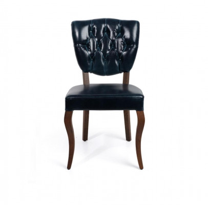 Dunkelblauer Chesterfield Einsitzer Designer Lederstuhl Luxus Esszimmer Möbel