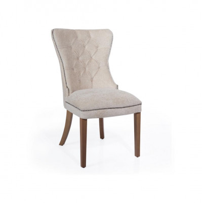Beiger Esszimmer Holz Stuhl Polster Lehnstühle Klassische Designer Möbel