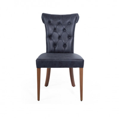 Art déco Schwarzer Chesterfield Stuhl Lehnstühle Esszimmerstuhl Designer Einsitzer