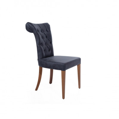 Art déco Schwarzer Chesterfield Stuhl Lehnstühle Esszimmerstuhl Designer Einsitzer
