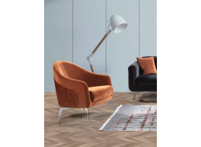 Design Sofa Sessel Couch Polster 1 Sitzer Textil Einsitzer Neu braune Farbe