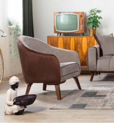 Sessel Einsitzer Textil Wohnzimmer Lounge Design Möbel Farbe Grau